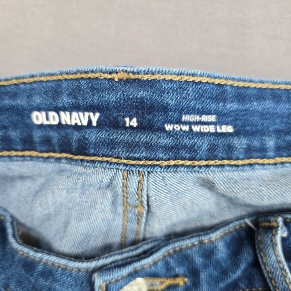 Old Navy Womens High-Rise Wow Wide Leg Jeans Size 14 Blue Denim - Picture 2 of 5
